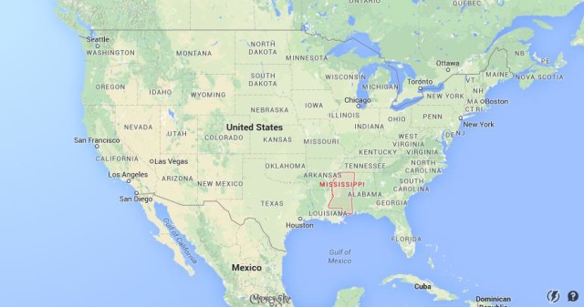 location Mississippi on USA map