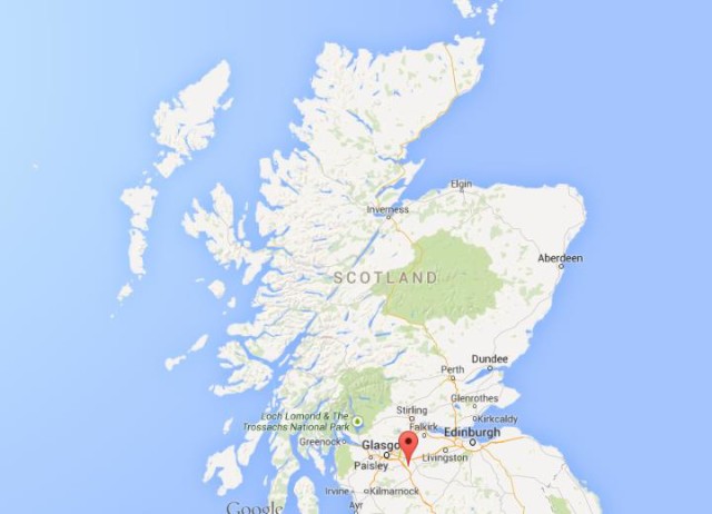 location Motherwell on map of Scotland