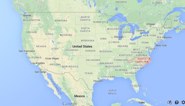 location North Carolina on USA map