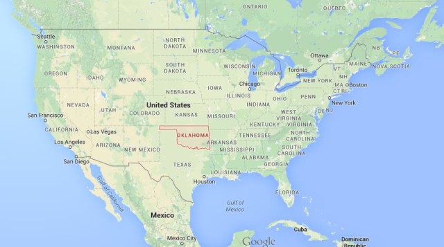 location Oklahoma on map of USA