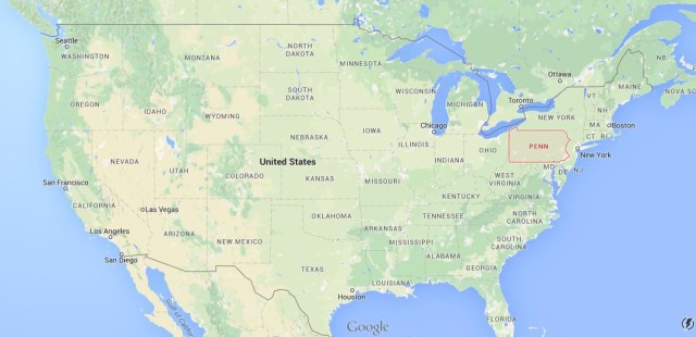 location Pennsylvania on map USA