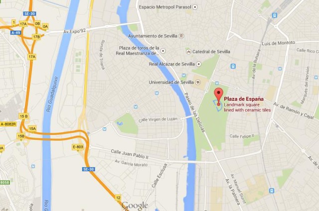 location Plaza Espana map Seville