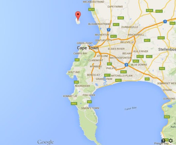 location Robben Island on map Cape Town