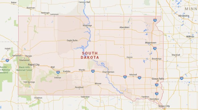 Map of South Dakota USA