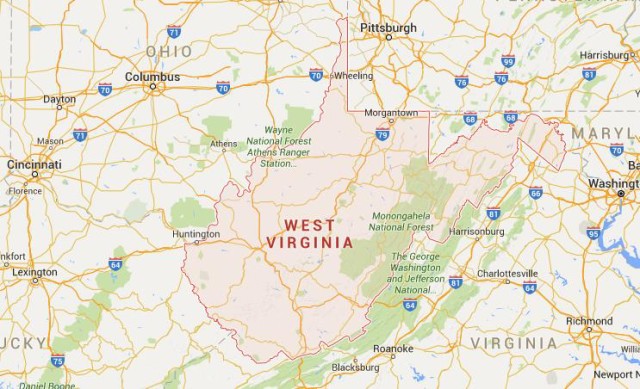 Map of West Virginia USA