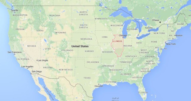 location Illinois on map of USA