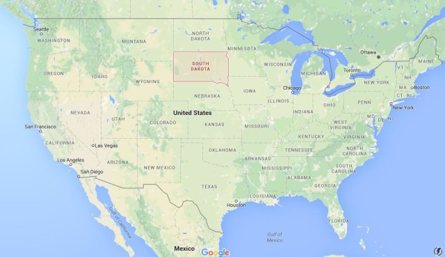 location South Dakota on map USA