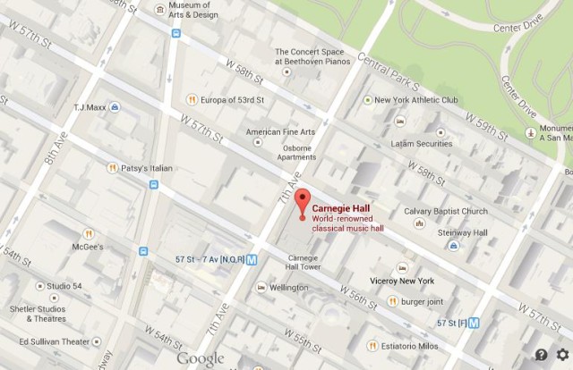 Map of Carnegie Hall NY