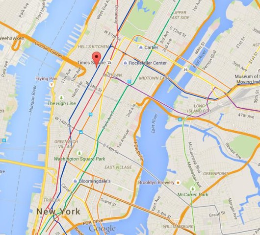 location Port Authority on map Manhattan