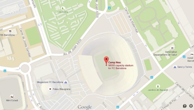 Map of Camp Nou Barcelona