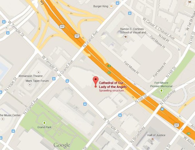 Map of Cathedral of Our Lady of Angeles LA