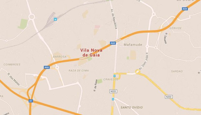 Map of Vila Nova de Gaia Portugal