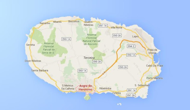 location Angra do Heroismo on map Terceira