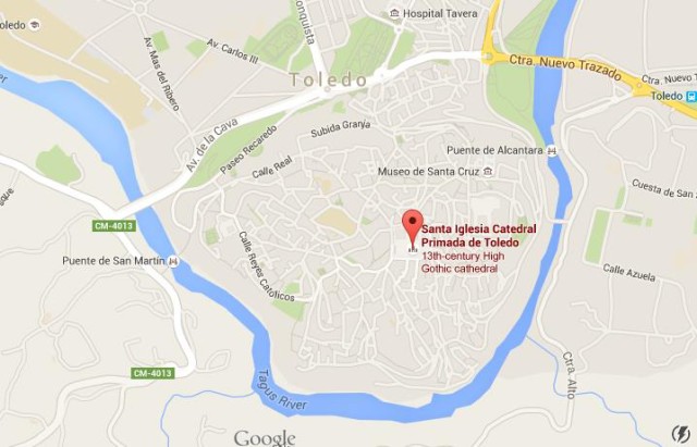 location Cathedral on map of Toledo