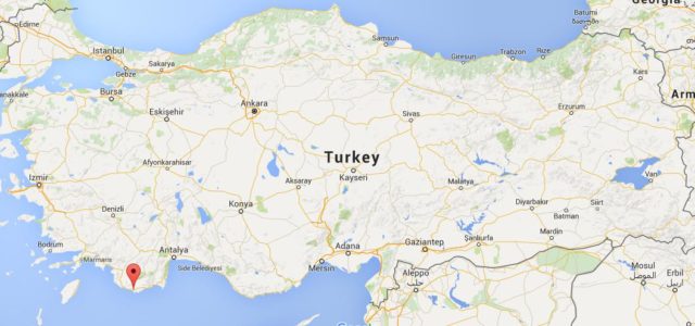 Location Kas on map Turkey