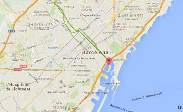 location Port Vell on map Barcelona