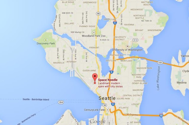 location Space Needle on map Seattle