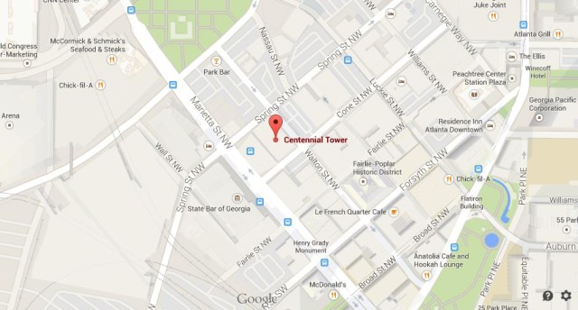 Map of Centennial Tower Atlanta