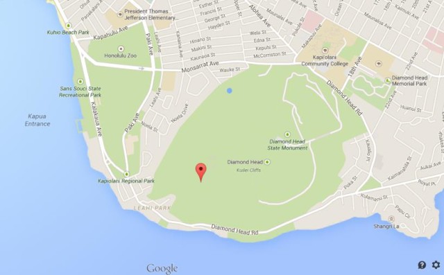 Map of Diamond Head Hawaii