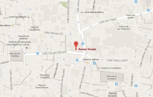 Map of Roman Temple of Cordoba Spain