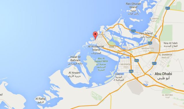 Location Corniche on map Abu Dhabi