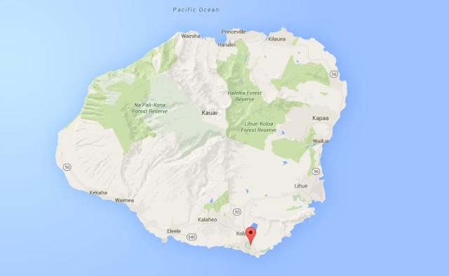 location Poipu on map of Kauai