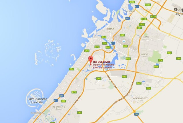 location Dubai Mall on map of Dubai