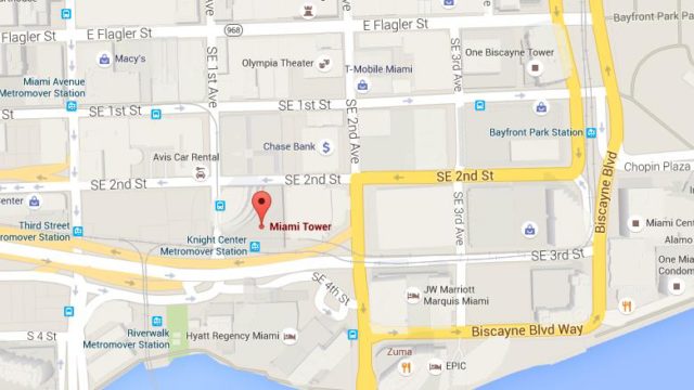 Map of Bank of America Tower Miami