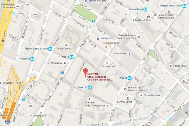 Map of Stock Exchange NY