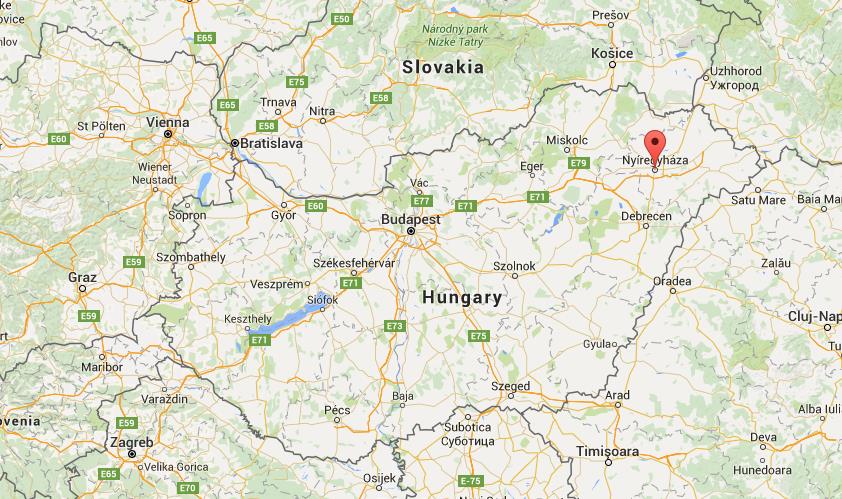 Where is Nyiregyhaza on map Hungary