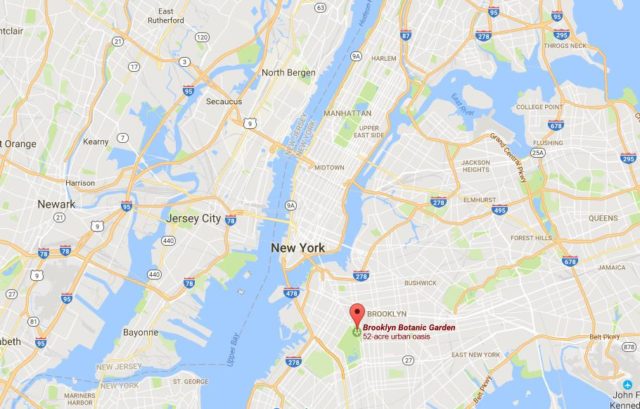 Location of Brooklyn Botanical Garden on map of New York