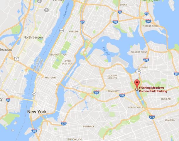 Location of Flushing Meadows on map of New York