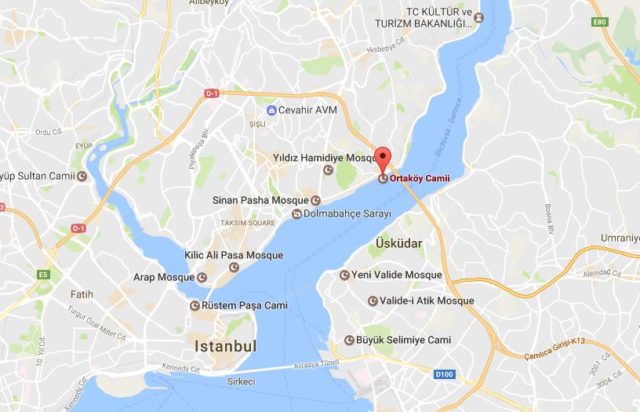 Location of Ortakoy on map Istanbul