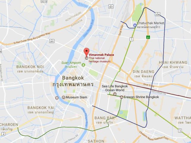 Location of Dusit Palace on map Bangkok