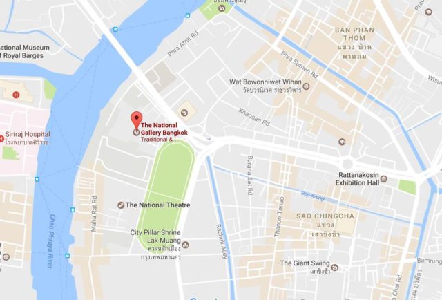 Location of National Museum on map of Bangkok