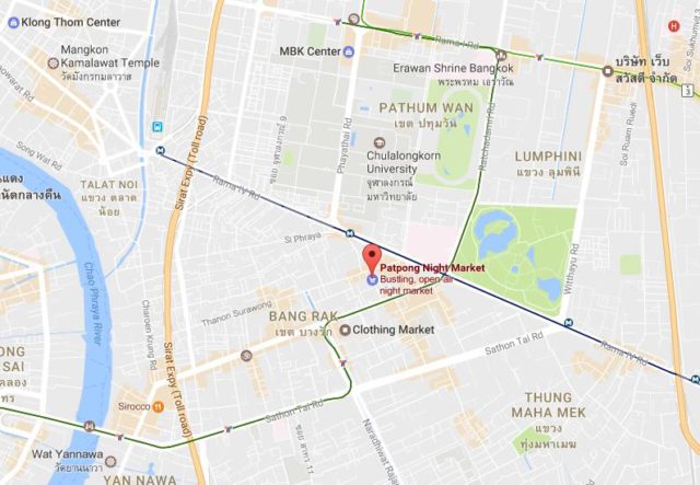 Location of Patpong Night Market on map Bangkok