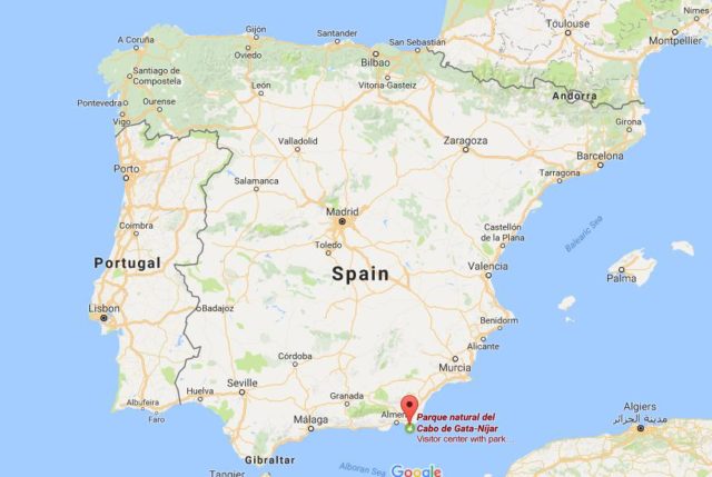 Location of Cabo de Gata Nijar National Park on map Spain