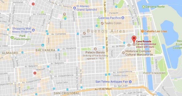 Location of Casa Rosada on map Buenos Aires