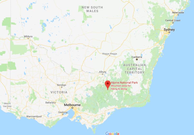 Where is Alpine National Park on map of Victoria