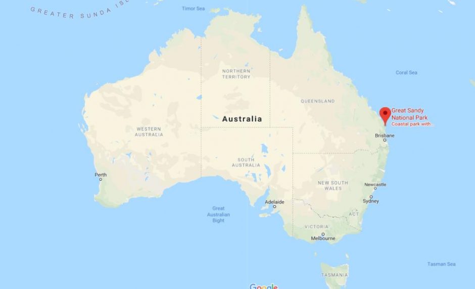 Where is Great Sandy National Park on map of Australia