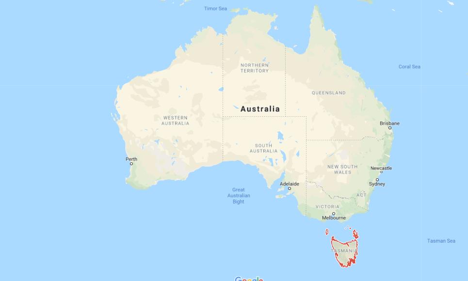 Where is Tasmania on map of Australia