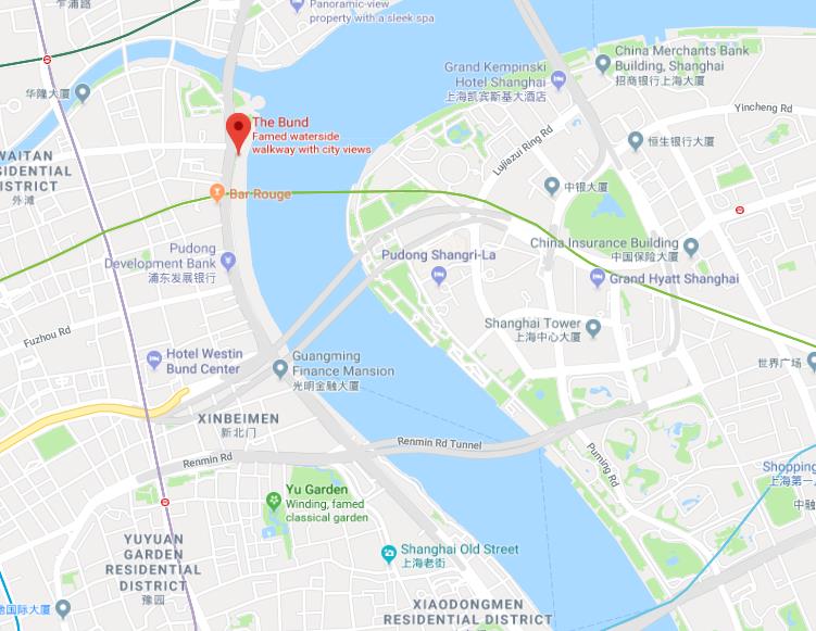 Map of The Bund and Pudong