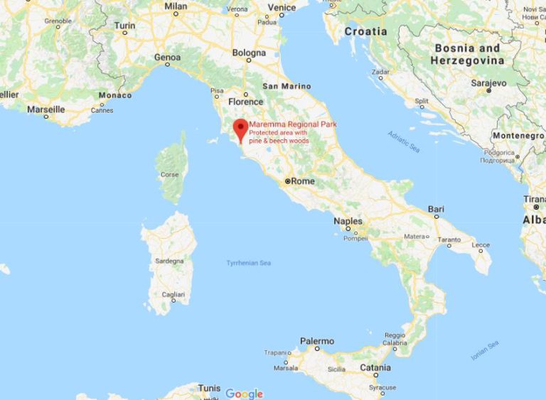 Where is Maremma Regional Park on map of Italy