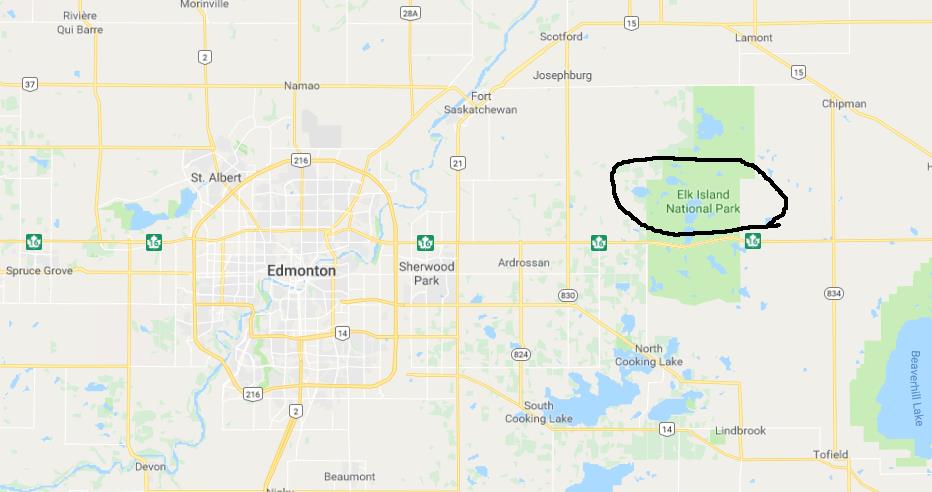 Elk Island National Park Map Where Is Elk Island National Park On Map Of Edmonton