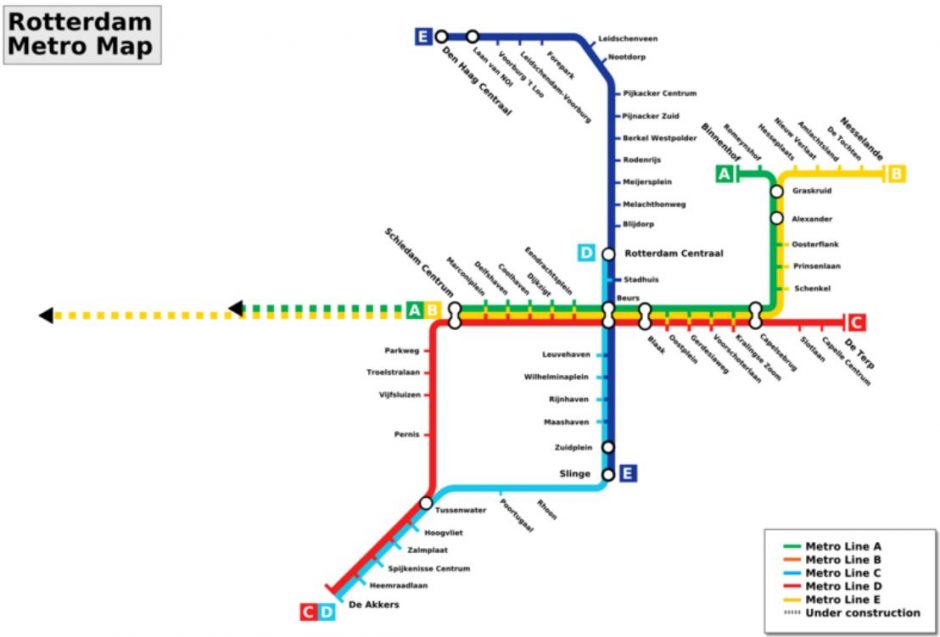 Map of Metro of Rotterdam