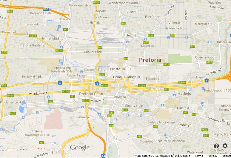 Map Of Pretoria 