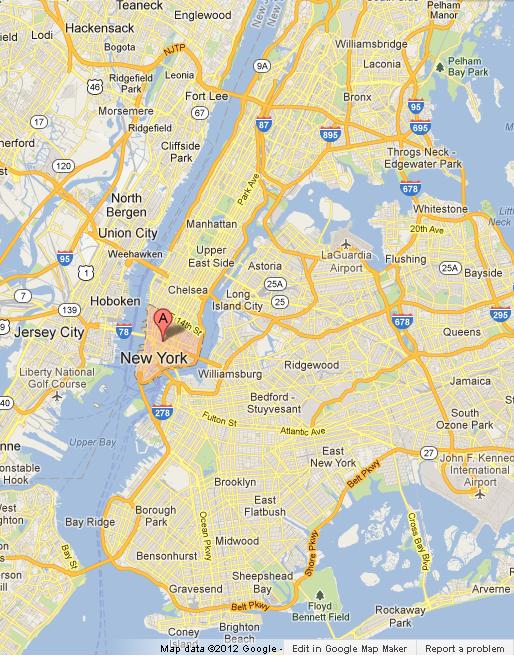 Lower Manhattan on Map of NYC