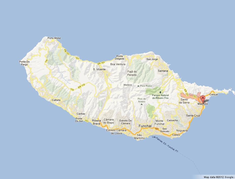 Machico on Madeira Map