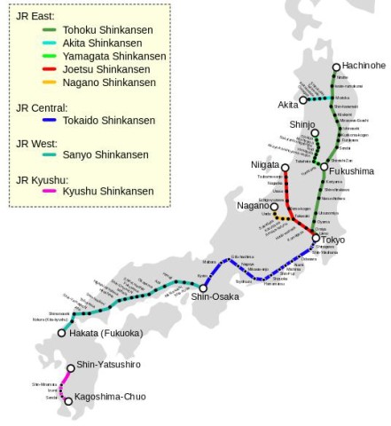 Japanese Bullet Train Map The Tokaido Shinkansen For Kyoto Nagoya ...