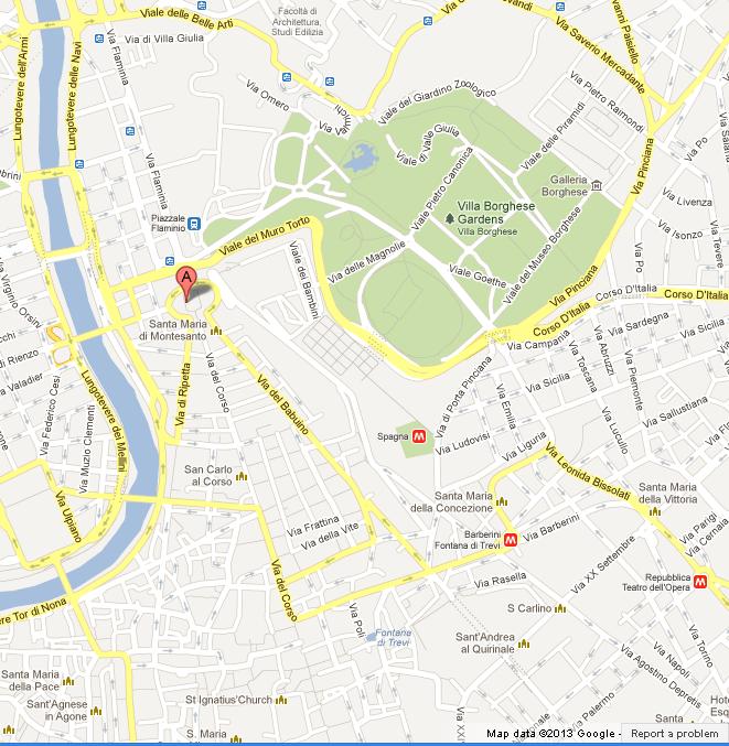 Pincio on Rome Map